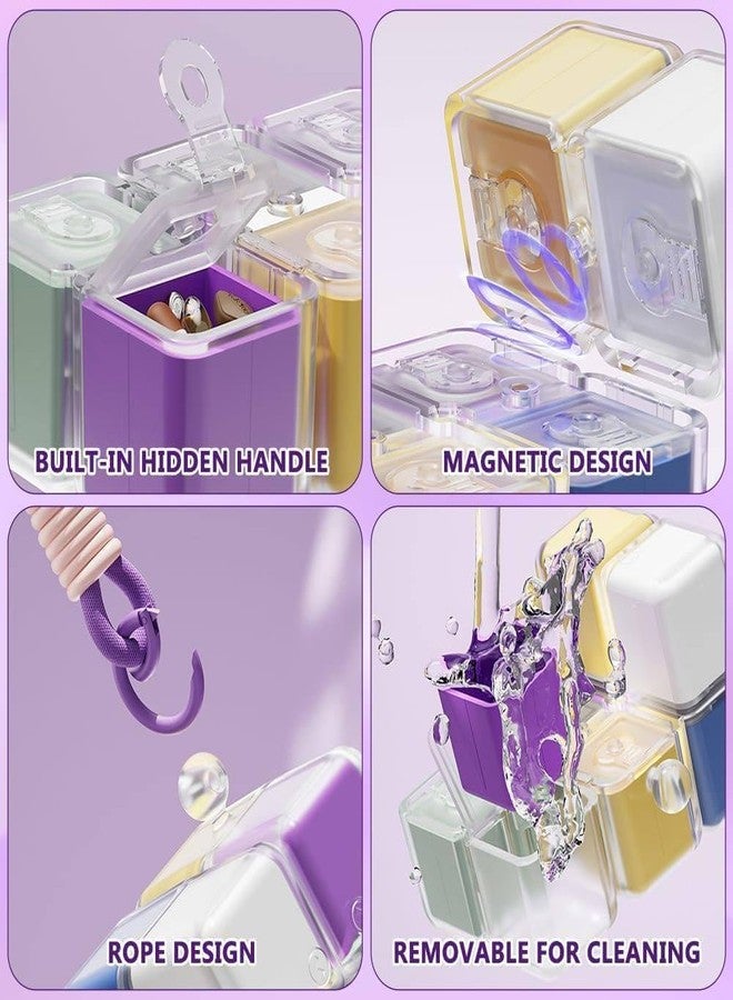 PIHARVA Magnetic Rubik Cube Pill Box Keychain - 8-Compartment Portable Medicine Organizer | Moisture-Proof Mini Travel Pill Holder with Secure Magnetic Lock & Key Ring for Tablets, Fish Oil & Supplements - Image 3